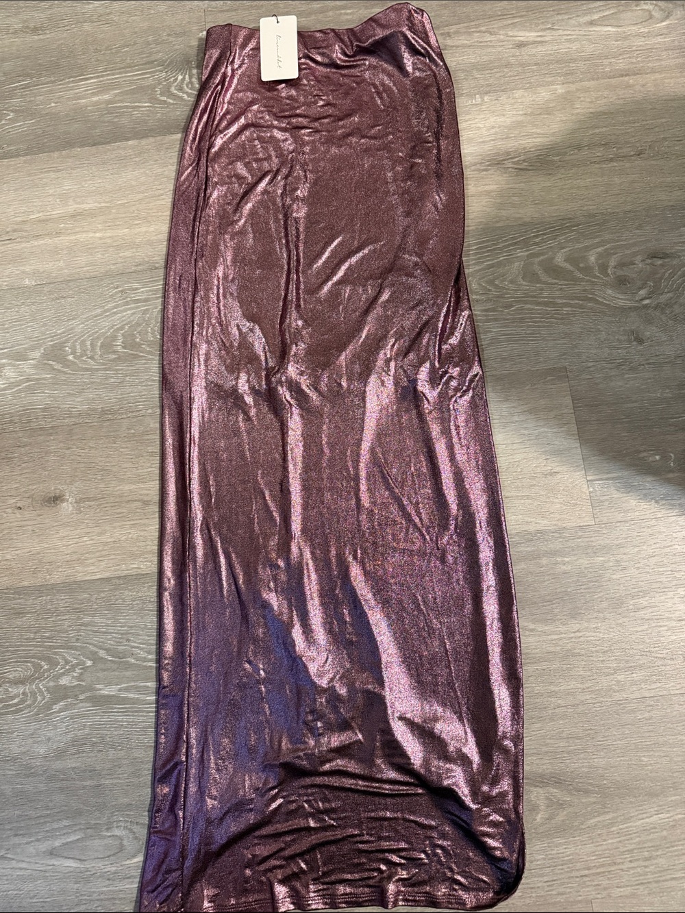 Line & Dot Metallic Plum Maxi Skirt - Picture 2 of 3
